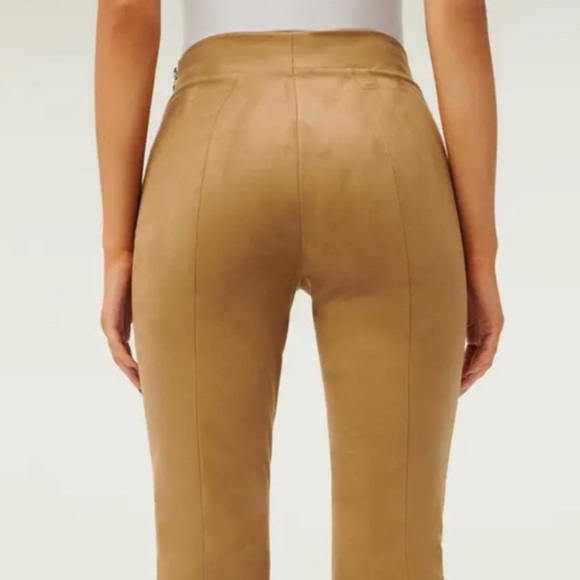 Good American Boss Split Hem Faux Suede Warm Caramel Pants Sz 3 - Picture 2 of 13